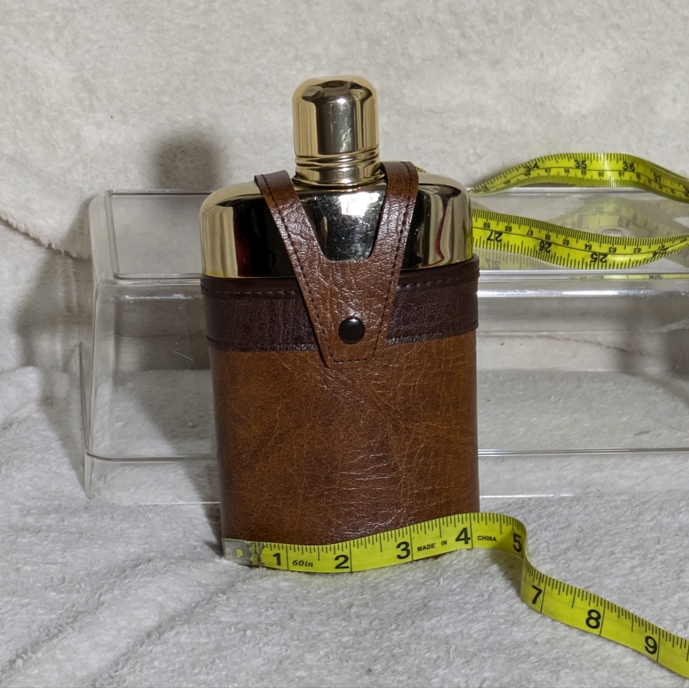 Men's (unisex) Retro Noymer faux leather‎ goldstone flask. - Picture 6 of 6